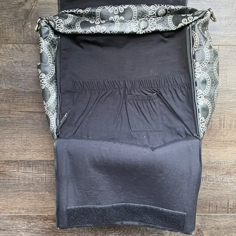 Petunia Pickle Bottom Diaper Bag Backpack Gray & Black, fold out changing